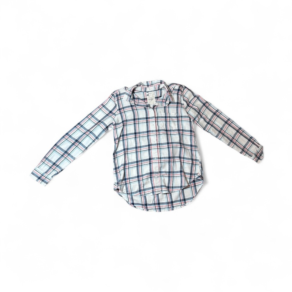 American Eagle Outfitters Blue and Red Plaid Kids Button Down Shirt